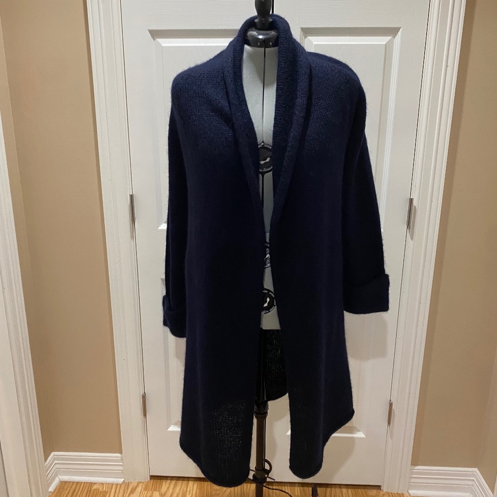 Open-Front Cardigan Navy Blue Mohair One Size
